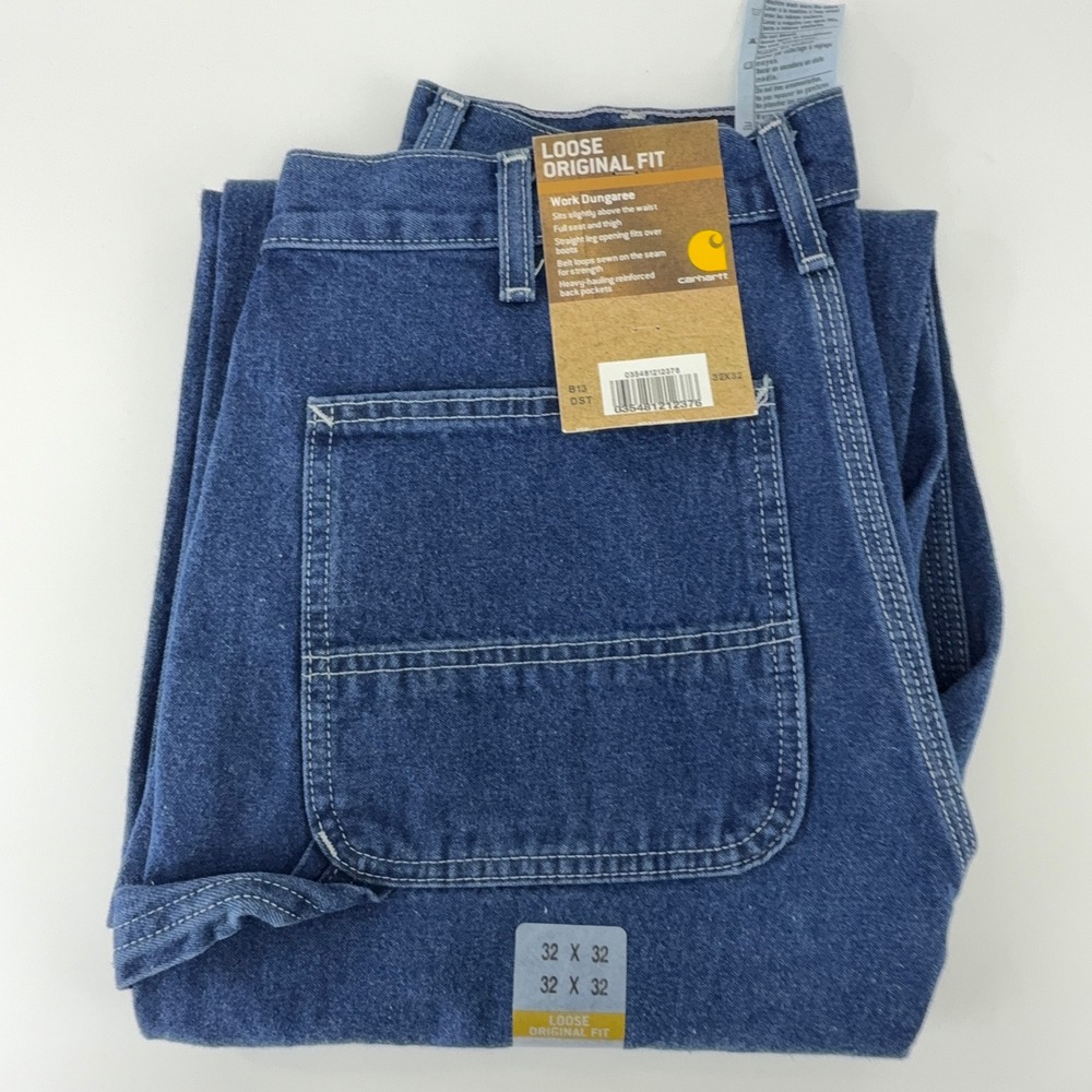 Carhartt Work Dungaree Denim Jeans Mens 32x32 B13 DST Darkstone NWT NOS